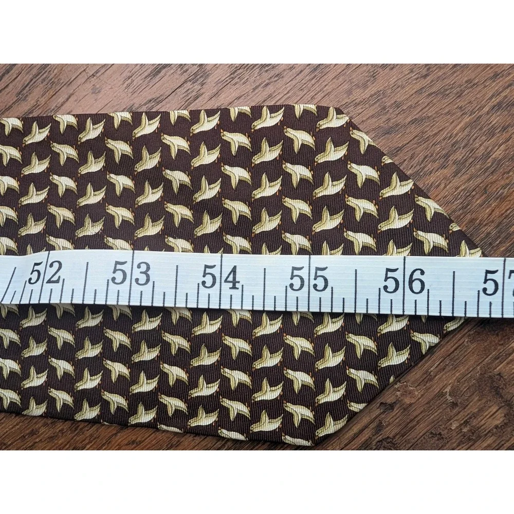 Banana Republic Silk Tie Vintage Brown Penguin Print Made In Italy Good Wide